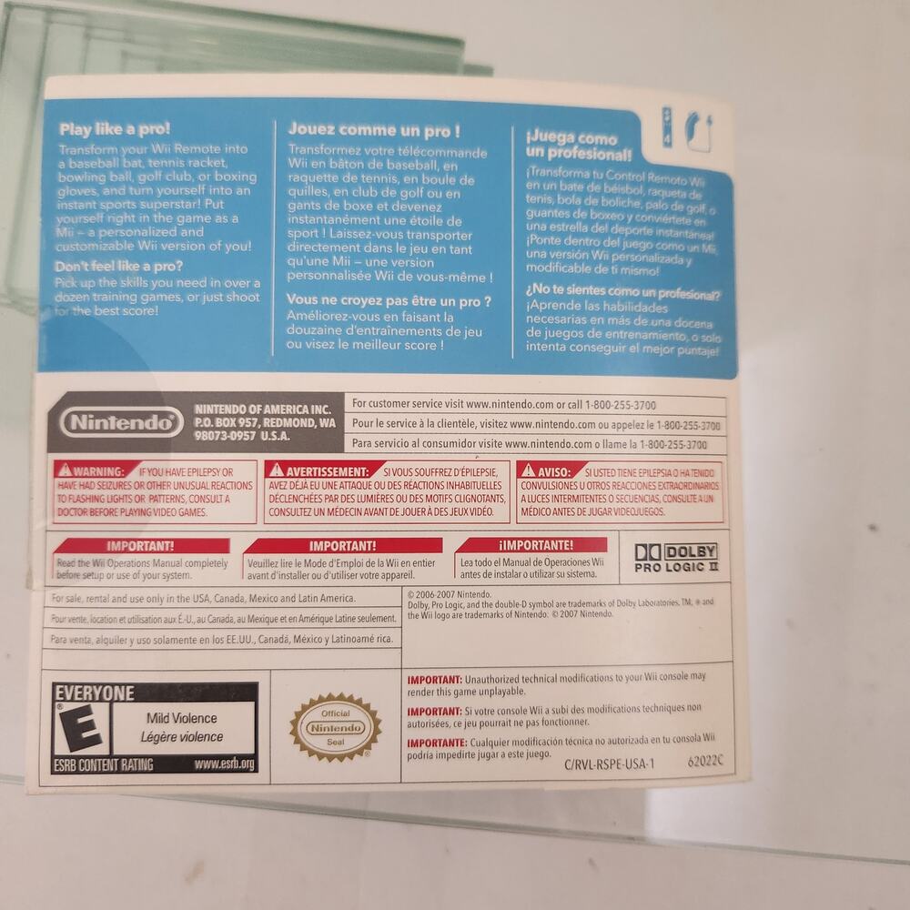 Nintendo Wii Sports Rated E 2006 with manual tested works